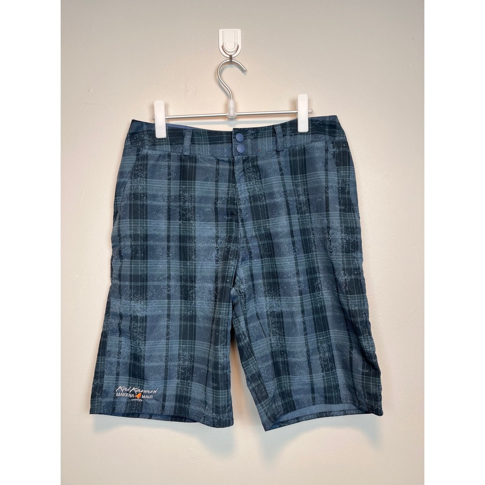 Columbia Omni-Shield Plaid Board Shorts Blue Maui Kai Kanani Mens‎ 34W 11L